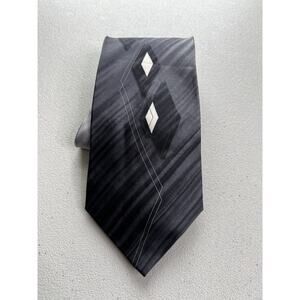 Di Capri Collection Gray Geometric Pattern 100% Silk Handmade Tie NWOT